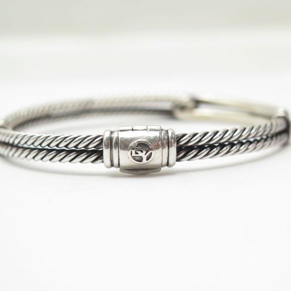 David Yurman Labyrinth Mini Single Loop Bracelet Black Diamonds/Silver - Picture 2 of 6